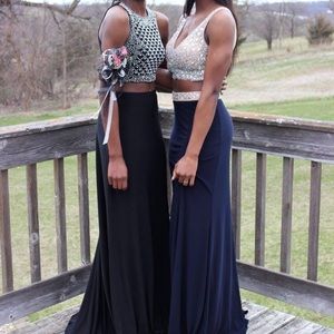 2 piece black prom dress